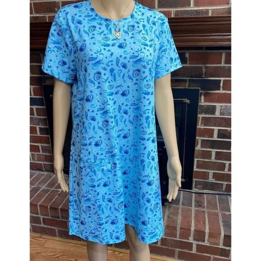 Women's Cabana Life Shift Dress Size M Short Sleeve Pockets Blue,UPF 50 New - Picture 16 of 16